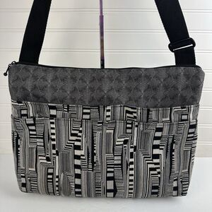 Maruca Poet Crossbody Messenger Bag Black Geometric Handmade Boulder Colorado